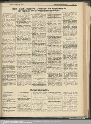 Ort-, Land-, Betriebs-, Innungs- und Ersatz-Kassen und sonstige private Versicherungs-Kassen