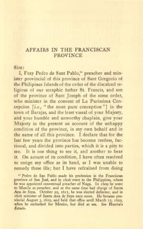 Affairs in the Franciscan province