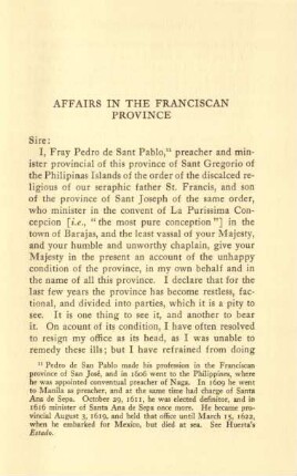 Affairs in the Franciscan province