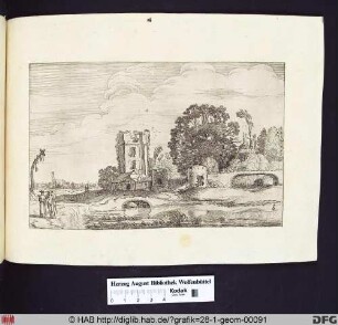 Landschaft mit dem Turm des `Het huis te Kleef´ bei Haarlem