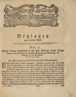 Beylagen zum vierten Theil.