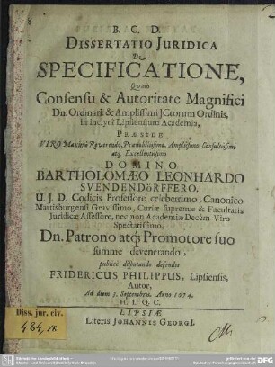 Dissertatio juridica: De specificatione