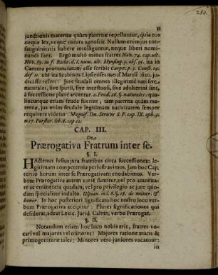 Cap. III. De Prærogativa Fratrum inter se.