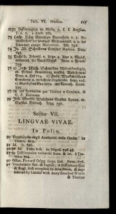 Sectio VII. Linguae Vivae.