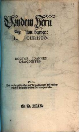 Von dem Hern Der Zion bawet: Jesu Christo