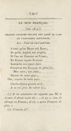 Le Bon Français. (Mai 1814.)