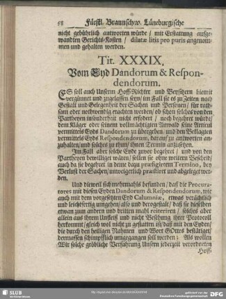 Tit. XXXIX. Vom Eyd Dandorum & Respondendorum