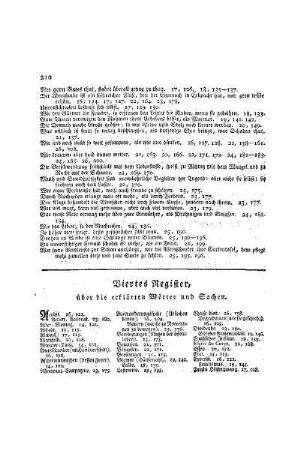 Viertes Register : über die erklärten Wörter und Sachen