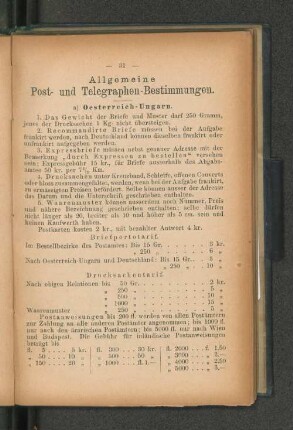 Allgemeine Post- und Telegraphen-Bestimmungen.