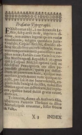 Praefatio Typographi.