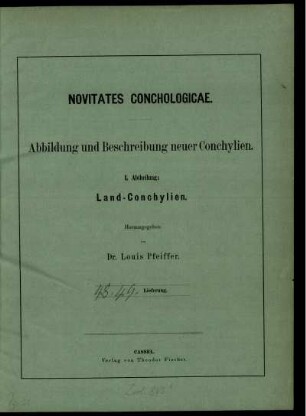 Novitates Conchologicae. Abildung und Beschreibung Neuer Conchylien. I. Abtheilung: Land-Conchylien. 48./49. Lieferung.