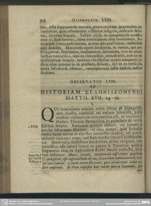 Observatio LVIII. Ad Historiam Selēniazomenoy