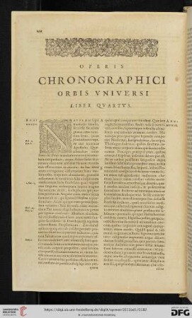 Operis Chronographici Orbis Vniversi Liber Qvartvs