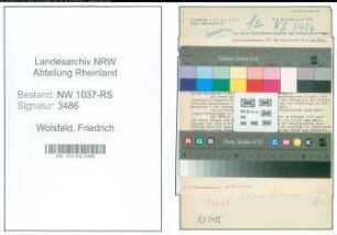 Entnazifizierung Friedrich Wolsfeld , geb. 19.05.1890 (Eichinspektor)