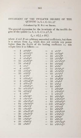 Invariant of the twelfth degree of the quintic ... .