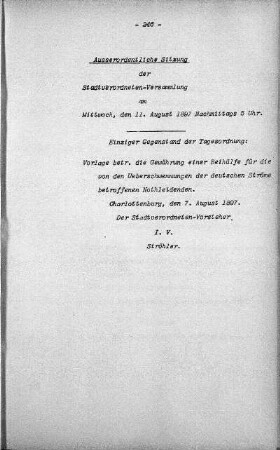 Ausserordentliche Sitzung, 11. August 1897