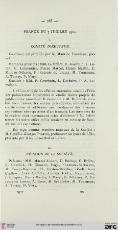Séance du 7 Juillet 1911