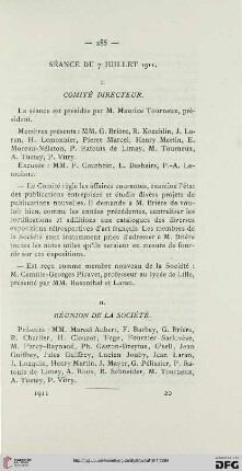 Séance du 7 Juillet 1911