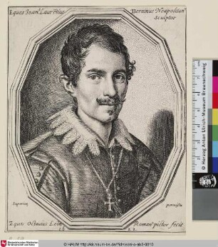 Eques Joans Lauretius Berninus Neapolitan Sculptor [Jean Laurent Bernini; Porträt Berninis]