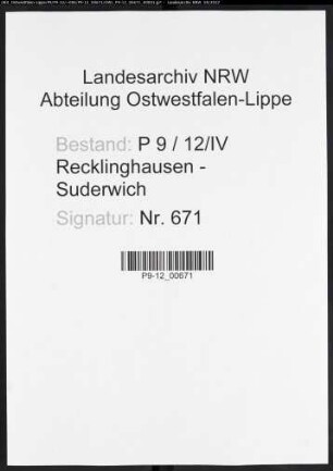 Sterberegister Standesamt IV Recklinghausen-Stadt