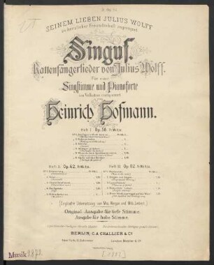 Heft 1, No. 1: Des Tages will ich denken : Op. 58, No. 1