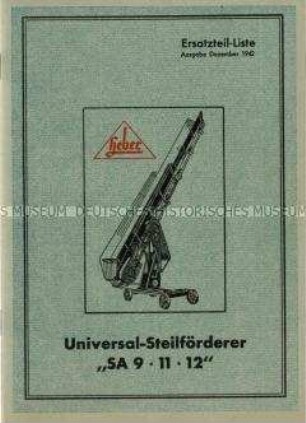 Ersatzteilliste über Universal-Steilförderer