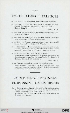 Sculptures - Bronzes - Cloiconnés - Objets divers (Nr. 84-104)