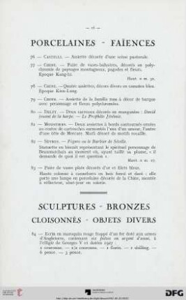 Sculptures - Bronzes - Cloiconnés - Objets divers (Nr. 84-104)