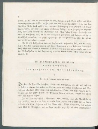 Erstes Hauptstueck. Die mathematische Erdbeschreibung.