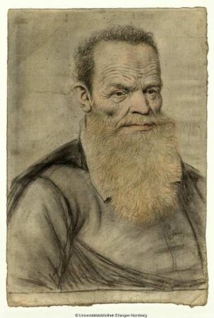 Bärtiger Greis, halb nach rechts, mit runzeligem Gesicht