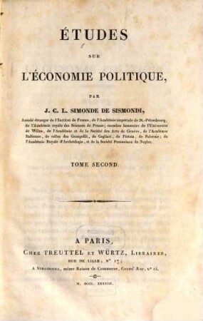 Etudes sur l'économie politique, 2