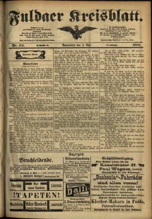Zweite Ausgabe vom Samstag, den 02. Mai 1908.