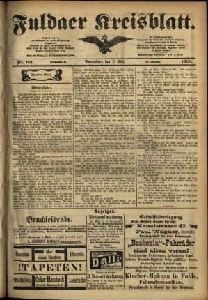 Zweite Ausgabe vom Samstag, den 02. Mai 1908.
