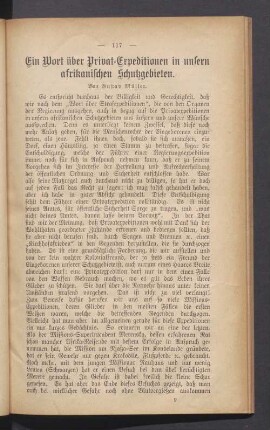Ein Wort über Privat-Expeditionen in unsern afrikanischen Schutzgebieten