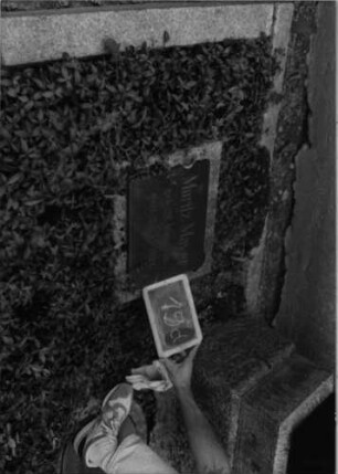 Grabstein 19 (Index: 100089216) Material: schwarzer polierter Stein, Mittelstele: vergoldete Buchstaben Maße HxBxT: 225x72x41 cm Besonderheit: Familiengrab: Grabstein 19D