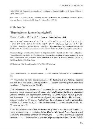 8° Ms. theol. 10 - 8° Ms. theol. 19
