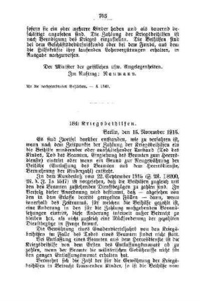 Kriegsbeihilfen : [A. Behörden und Beamte]