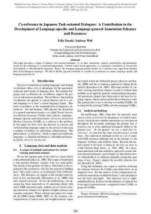 Co-reference in Japanese Task-oriented Dialogues: A Contribution to the Development of Language-specific and Language-general Annotation Schemes and Resources