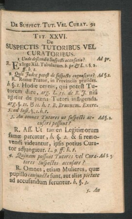 Tit. XXVI. De Suspectis Tutoribus Vel Curatoribus