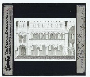 Gernrode, Stiftskirche St. Cyriakus : Längsschnitt und Aufriss des Langhauses