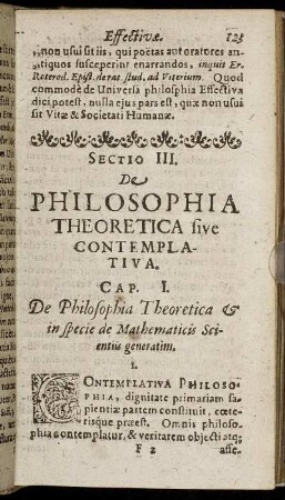 [Sectionis Tertiæ, Pars Prima. De Mathematica.]