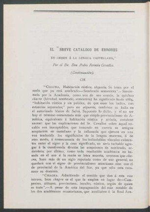 El "breve catálogo de errores en orden á la lengua castellana" - (Continuación)