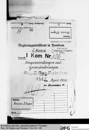 Eingemeindungen und Grenzänderungen