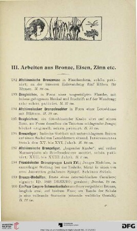 Arbeiten aus Bronze, Eisen, Zinn (Nr. 192-275)