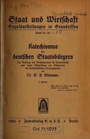 Katechismus des deutschen Staatsbürgers