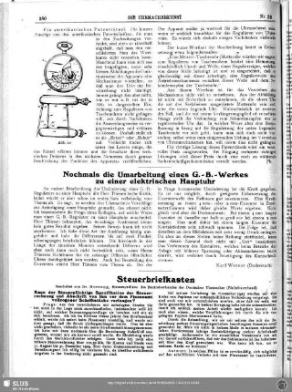 Nochmals die Umarbeitung eines G.-B.-Werkes zu einer elektrischen Hauptuhr