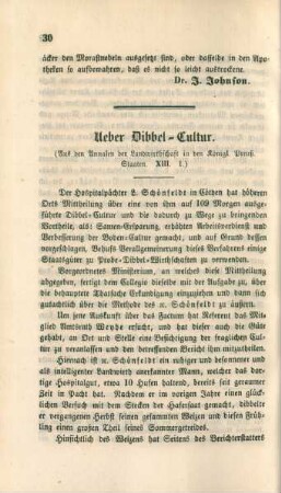 Ueber Dibbel-Cultur.