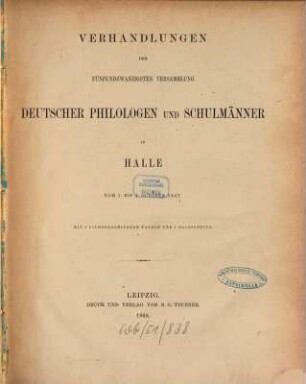 Verhandlungen der ... Versammlung Deutscher Philologen und Schulmänner, 25. 1867 (1868), 1. - 4. Okt.
