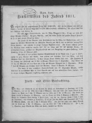 Von den Finsternissen des Jahres 1811.