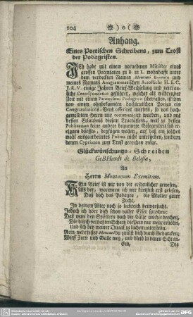 Anhang : Eines Poetischen Schreibens, zum Trost der Podagristen